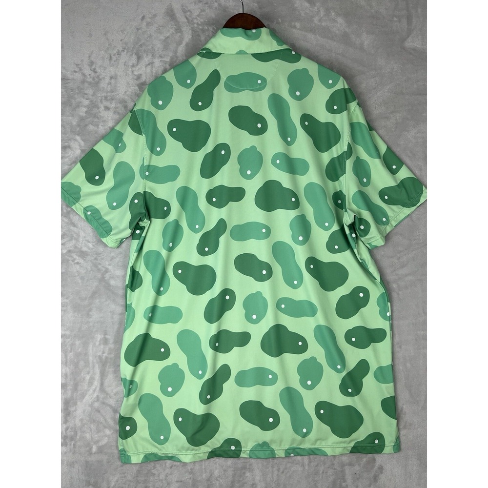 SOSIK Men Golf Polo XL Green Golf Putting Print Stretch Short Sleeve Performance - Picture 11 of 12